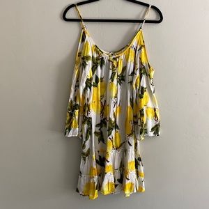 Lovely lemons shoulder cut outs dress.
